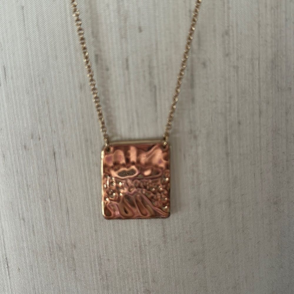 JCREW Gold rectangle hammered pendant necklace, adjustable